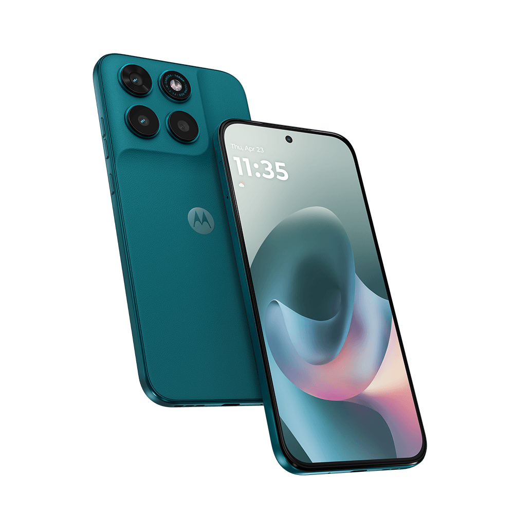 Motorola Moto G77 5G 256GB 8GB RAM en color Verde, frente y reverso