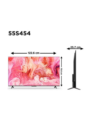 Televisor TCL 55 Pulgadas 4K UHD Google TV Control Remoto por Voz 3 HDMI Bluetooth 5.0 1 USB 2.0 Diseño Slim sin Bordes Wifi
