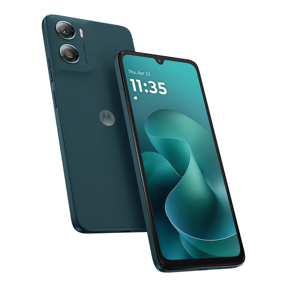 Motorola Moto G06 256GB 4GB RAM en color Azul, frente y reverso