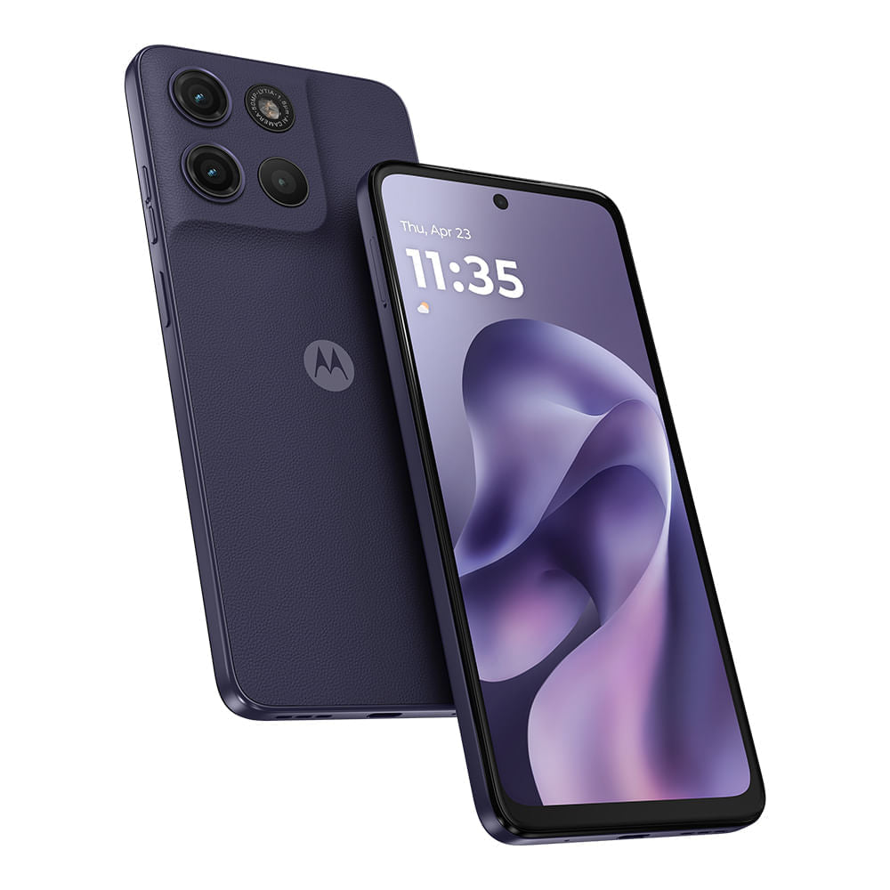 Motorola Moto G17 256GB 4GB RAM en color Morado, frente y reverso