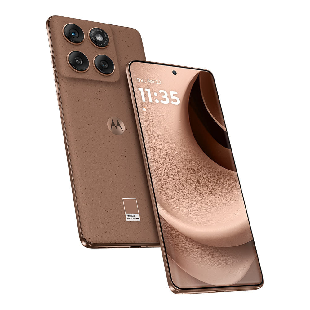 Motorola Edge 60 Fusion 5G 256GB 8GB RAM en color Café, frente y reverso