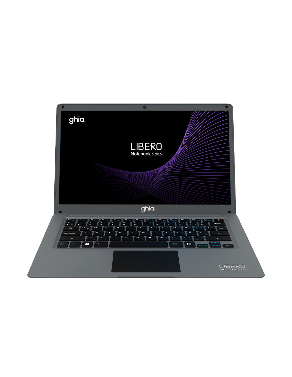 Laptop Ghia Libero de 14 pulgadas en gris, vista frontal